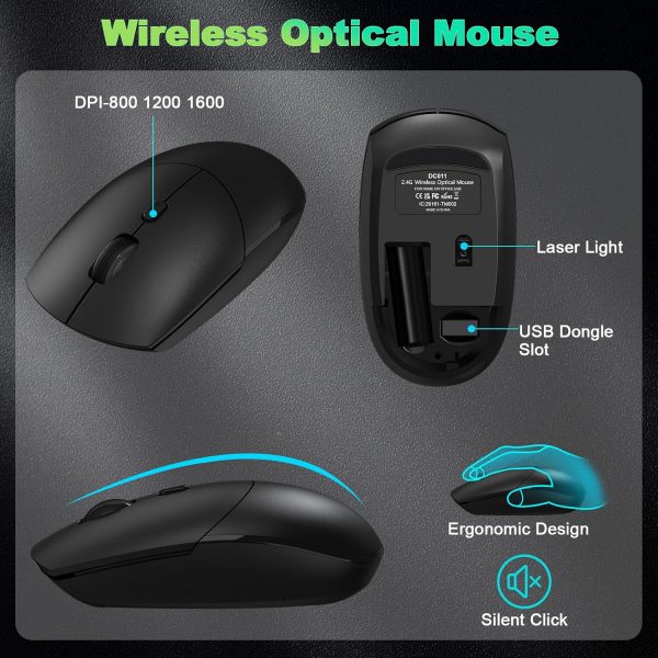 cimetech JQ725 Wireless Keyboard and Mouse, 2.4G Ergonomic K... - Image 7