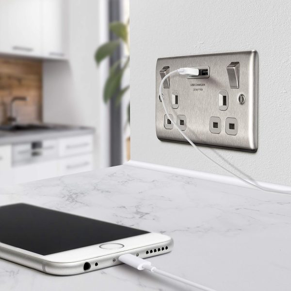BG Electrical Double Switched Power Wall Plug Socket with Tw... - Image 8