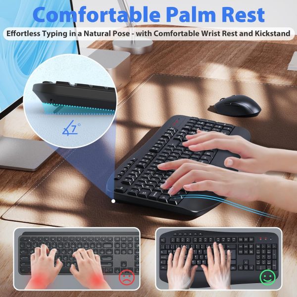 Wireless Keyboard and Mouse Set, 2.4GHz USB Connection, Full... - Image 4