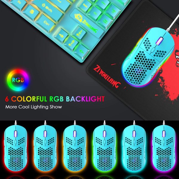 RGB Gaming Keyboard & Mouse, 88 Keys Rainbow Backlit, QWERTY... - Image 8