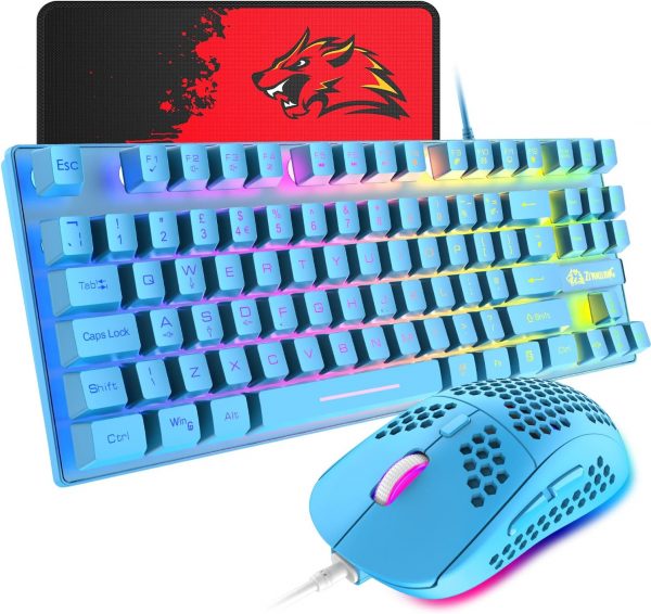 RGB Gaming Keyboard & Mouse, 88 Keys Rainbow Backlit, QWERTY... - Image 2
