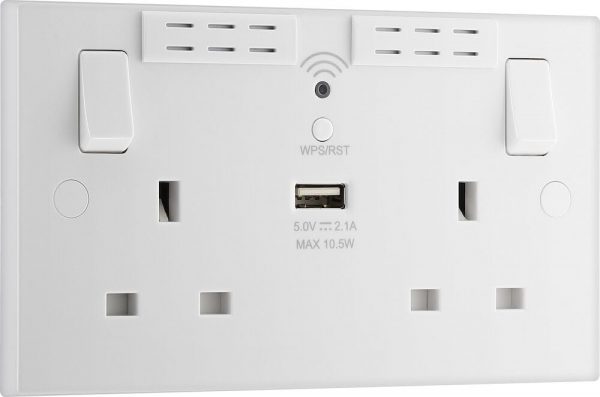 BG Electrical Double Switched Power Wall Plug Socket with Ty... - Image 2