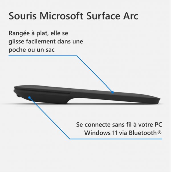 Microsoft Surface Arc Mouse SC Bluetooth XZ/NL/FR/DE Black - Image 7