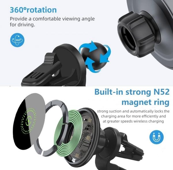 20W Wireless Car Charger, Compatible With Magsafe Car Mount,... - Image 8