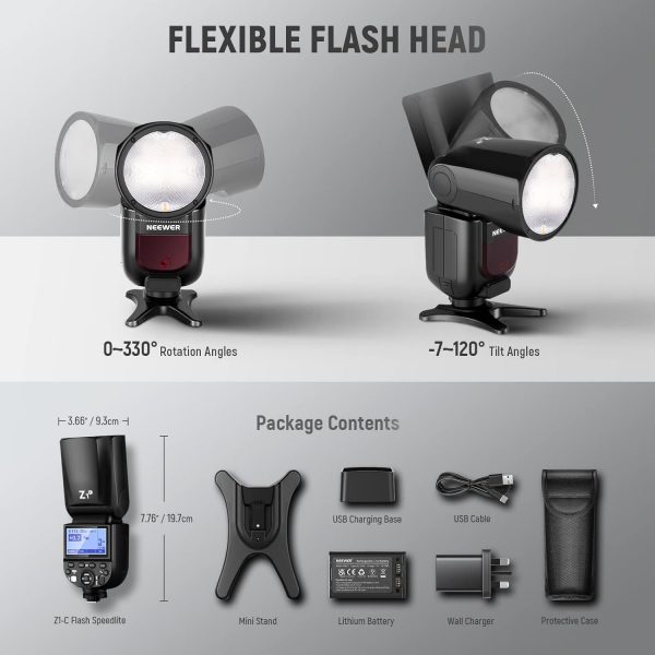 NEEWER Z1-C TTL Round Head Flash Speedlite for Canon DSLR Ca... - Image 9