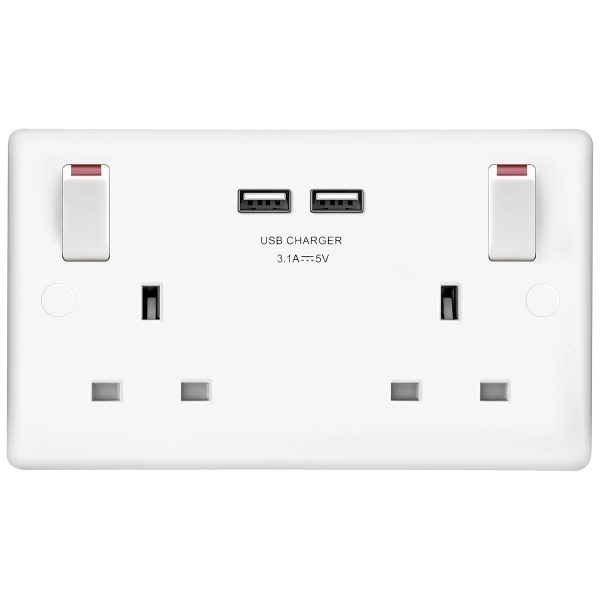 BG Electrical Double Switched Power Wall Plug Socket with Tw... - Image 4