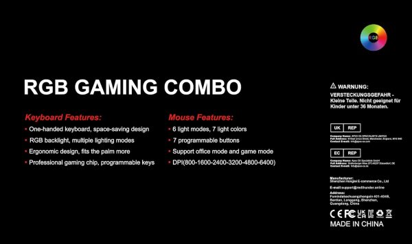 RedThunder One-Handed RGB Gaming Keyboard and Mouse Combo, 3... - Image 9