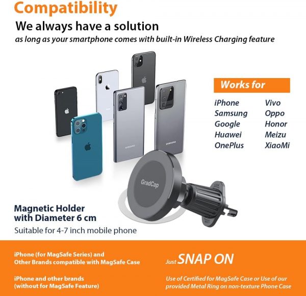 GradCap for MagSafe Car Mount Charger, Cradleless 15W Fast W... - Image 6