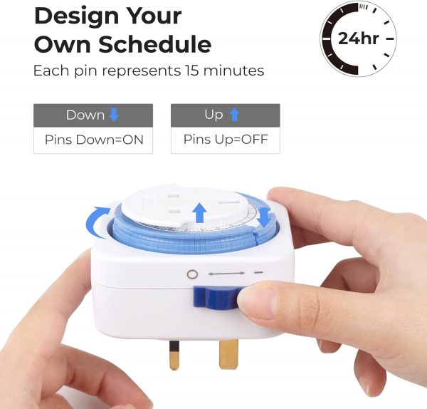 HBN Mechanical Timer Plug Socket, 24 Hour Programmable Energ... - Image 5
