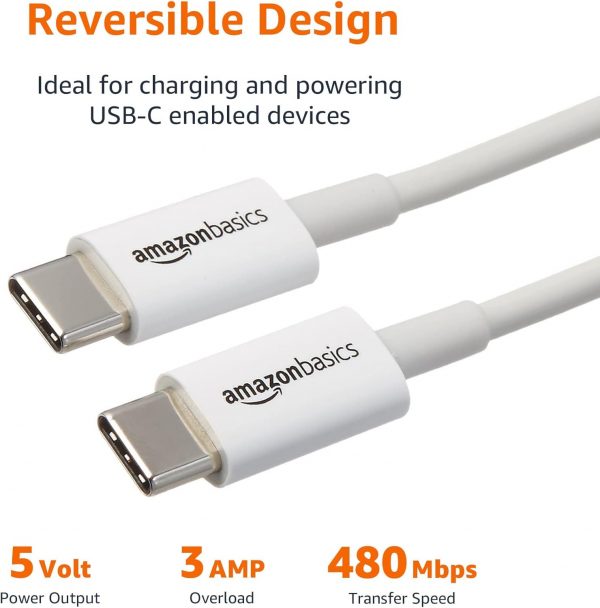 Amazon Basics USB-C to USB-C Fast Charger Cable, 480Mbps Spe... - Image 9
