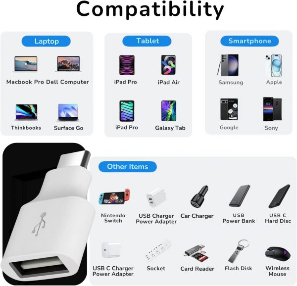 USB C to USB Adapter, USB C Adapter, Type C Male to USB 3.1 ... - Image 8
