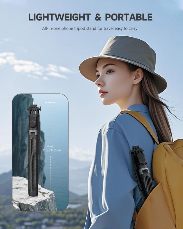 RISEOFLE Phone Tripod & Selfie Stick, 180cm Aluminum All in ... - Image 7