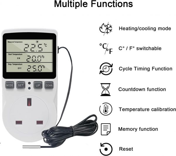 KETOTEK Digital Thermostat Plug Socket Temperature Controlle... - Image 3
