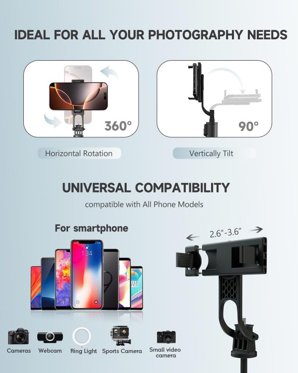 RISEOFLE Phone Tripod & Selfie Stick, 180cm Aluminum All in ... - Image 6