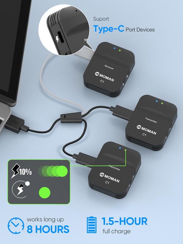 Moman Wireless Lavalier Microphone C1X, 2.4G Lapel Mic Syste... - Image 5