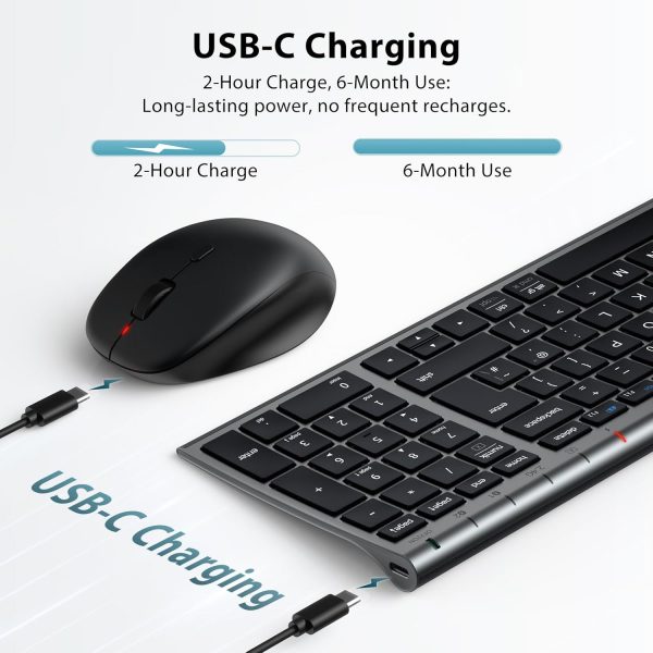 iClever Wireless Bluetooth Keyboard and Mouse Set, Rechargea... - Image 4