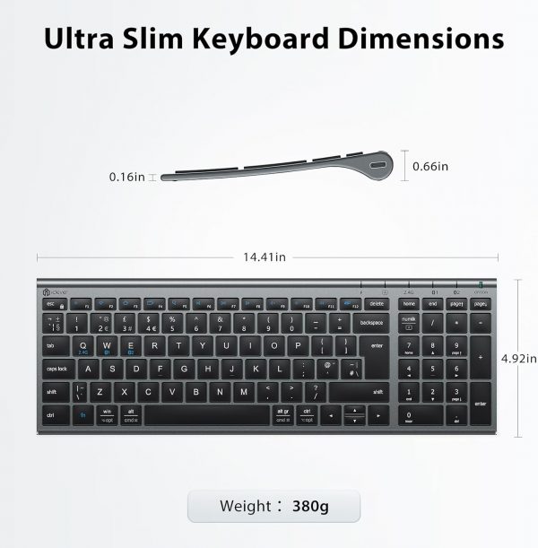 iClever Wireless Bluetooth Keyboard and Mouse Set, Rechargea... - Image 8