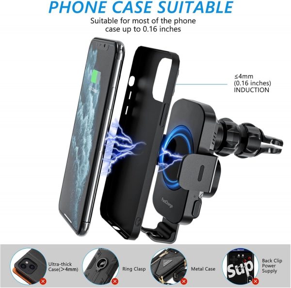 Wireless Car Charger, Fast Charging 15W Auto Clamping Car Ch... - Image 7