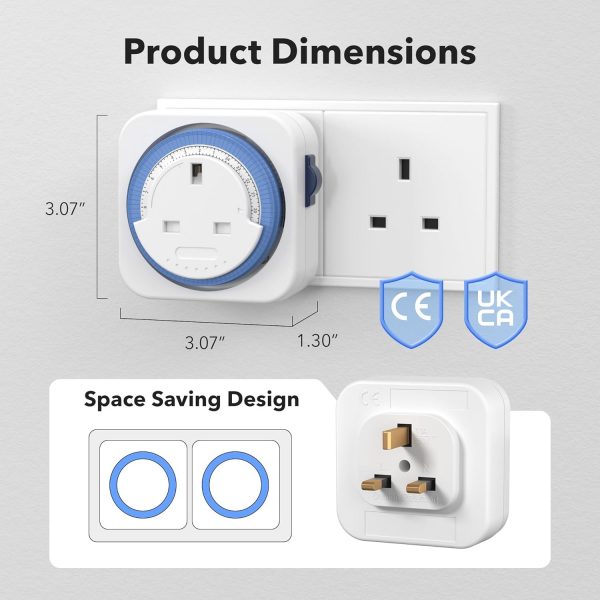 HBN Mechanical Timer Plug Socket, 24 Hour Programmable Energ... - Image 4