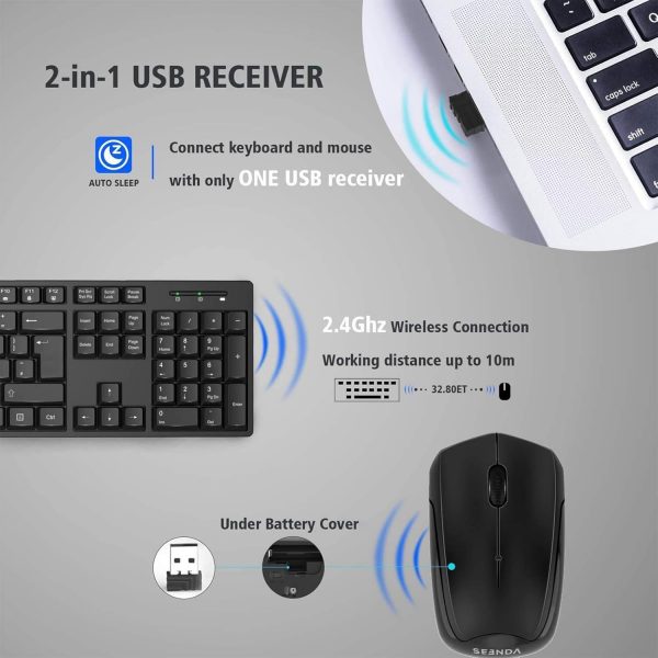Wireless Keyboard and Mouse Set, 2.4G Wireless Keyboard Mous... - Image 4