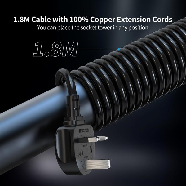Tower Extension Lead with USB Slots 1.8M and 18W USB C Fast ... - Image 7