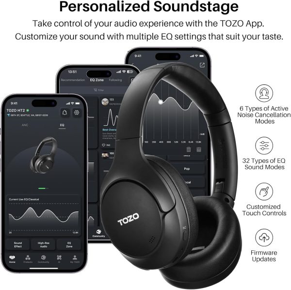 TOZO HT2 Hybrid Active Noise Cancelling Wireless Headphones,... - Image 7