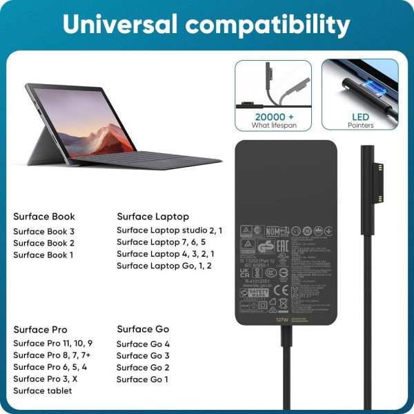 Surface Book 3 Charger, 127W 102W Microsoft Surface Charger ... - Image 3