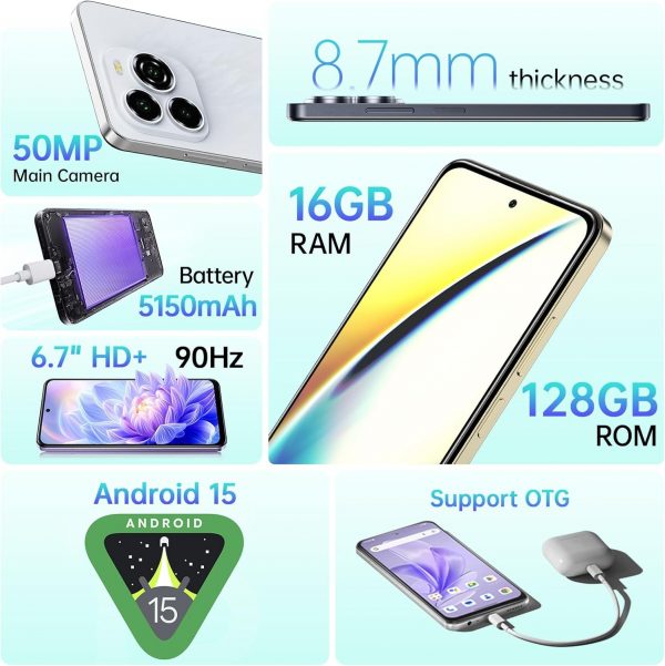OUKITEL C65 SIM-Free & Unlocked Mobile Phones, Android 15 Sm... - Image 8