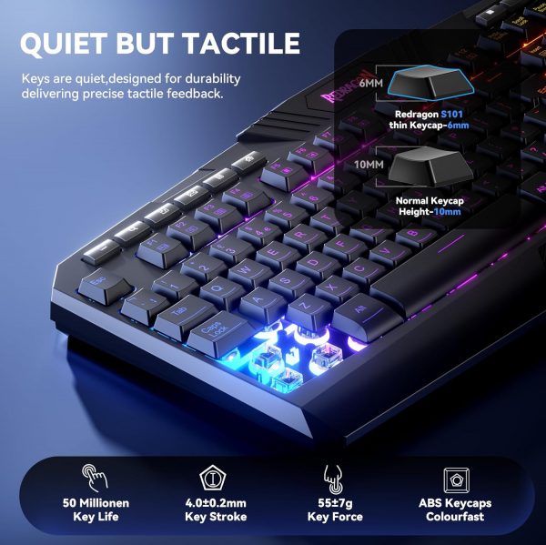 Redragon S101 Wired Gaming Keyboard and Mouse Set, UK Layout... - Image 5