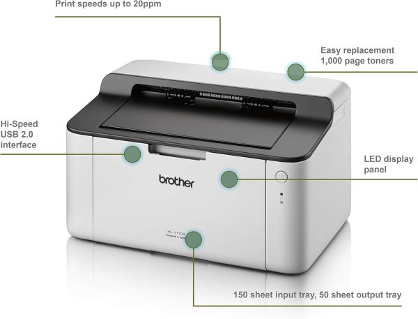 Brother HL-1110 Mono Laser Printer - Single Function, USB 2.... - Image 3