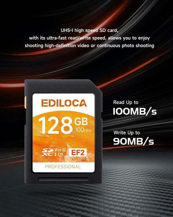 Ediloca SD Card 128GB, Memory Card, Up to 100MB/s, UHS-I, C1... - Image 3