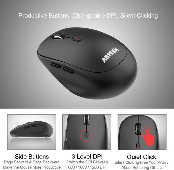 Arteck 2.4G Wireless Keyboard and Mouse Combo Ultra Compact ... - Image 4