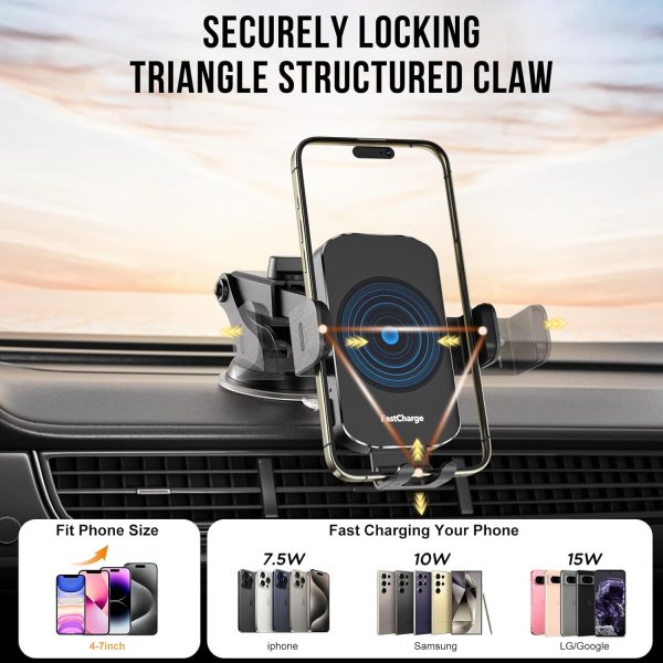 Wireless Car Charger, Fast Charging 15W Auto Clamping Car Ch... - Image 5