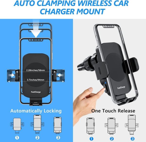 Wireless Car Charger, Fast Charging 15W Auto Clamping Car Ch... - Image 6