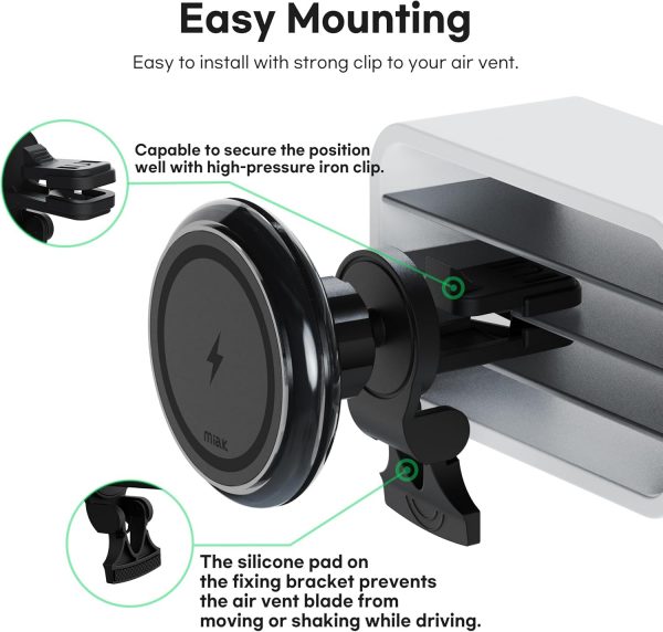 miak for Magsafe Car Mount Charger, Strong Magnet, Wireless ... - Image 7