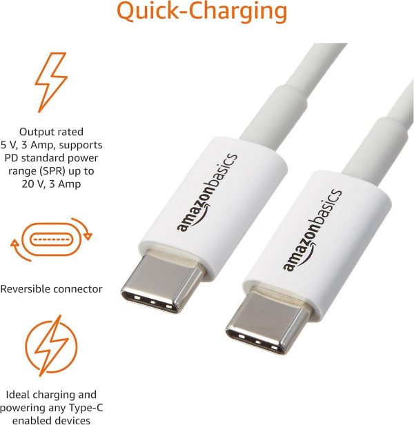 Amazon Basics USB-C to USB-C Fast Charger Cable, 480Mbps Spe... - Image 10