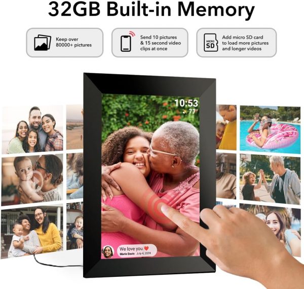 ARJudy Digital Photo Frame 10.1IN, Wifi Frameo Electronic Pi... - Image 4