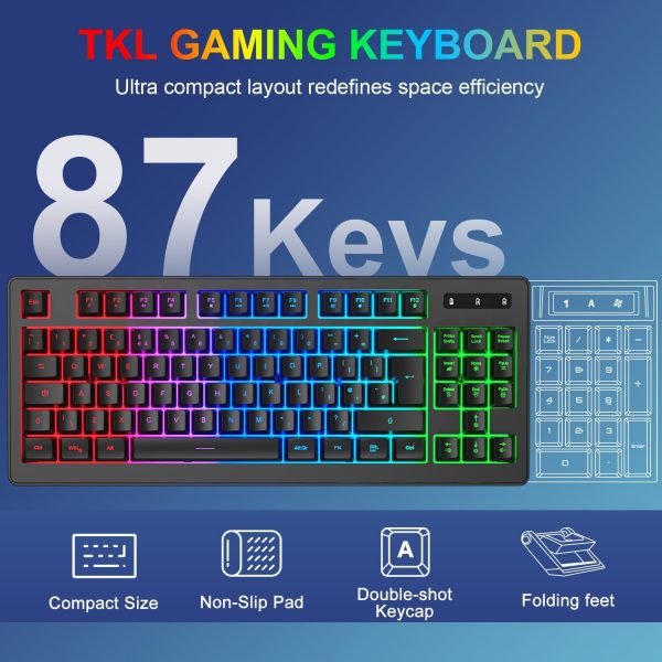 Rewurnth Wireless Gaming Keyboard and Mouse, UK Layout 75% T... - Image 6