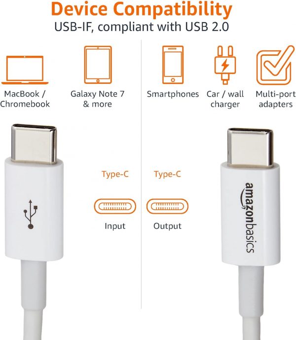 Amazon Basics USB-C to USB-C Fast Charger Cable, 480Mbps Spe... - Image 6