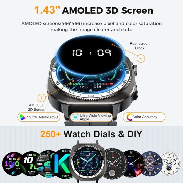 Smart Watch for Men Women (Answer/Make Call), 1.43"HD AMOLED... - Image 3