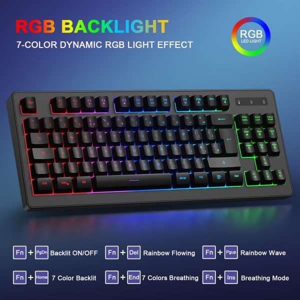Rewurnth Wireless Gaming Keyboard and Mouse, UK Layout 75% T... - Image 5