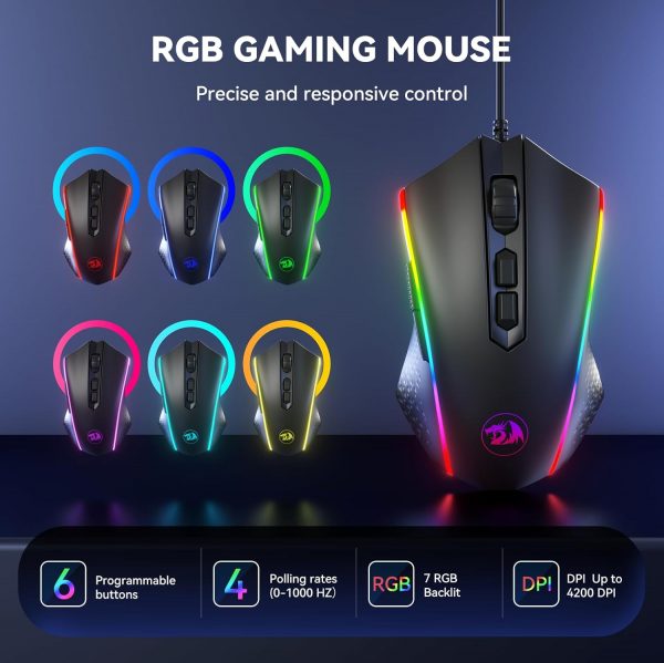 Redragon S101 Wired Gaming Keyboard and Mouse Set, UK Layout... - Image 7