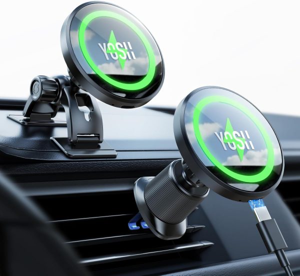 YOSH for Magsafe Car Mount Charger, 15W Fast Charging Magnet... - Image 2