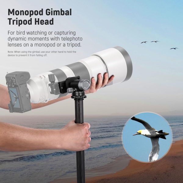 NEEWER Camera Gimbal Tripod Head, 360° Pan 90° Tilt Metal Lo... - Image 3