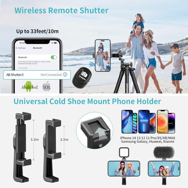 Jishane 71" Camera Tripod Phone Tripod with Wireless Remote ... - Image 9