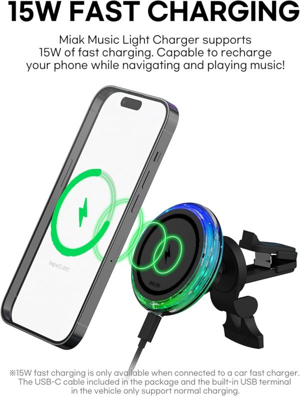 miak for Magsafe Car Mount Charger, Strong Magnet, Wireless ... - Image 4