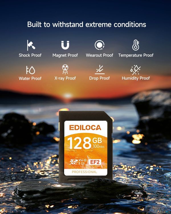 Ediloca SD Card 128GB, Memory Card, Up to 100MB/s, UHS-I, C1... - Image 4