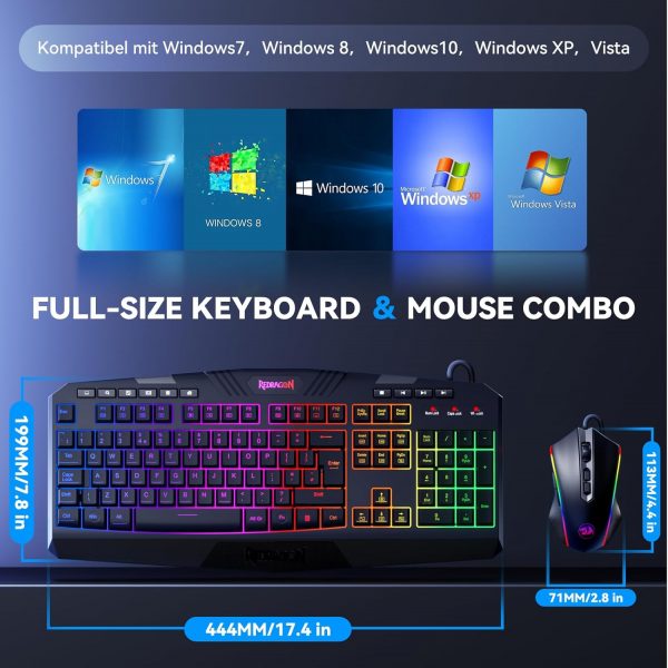 Redragon S101 Wired Gaming Keyboard and Mouse Set, UK Layout... - Image 9