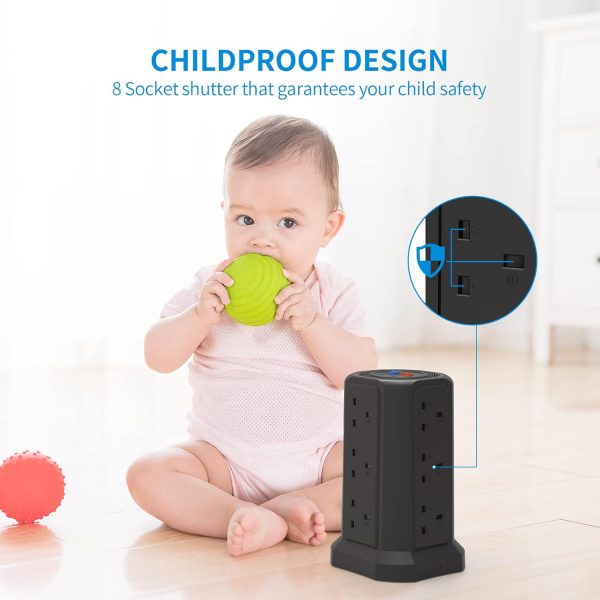 Tower Extension Lead with USB Slots 1.8M and 18W USB C Fast ... - Image 9