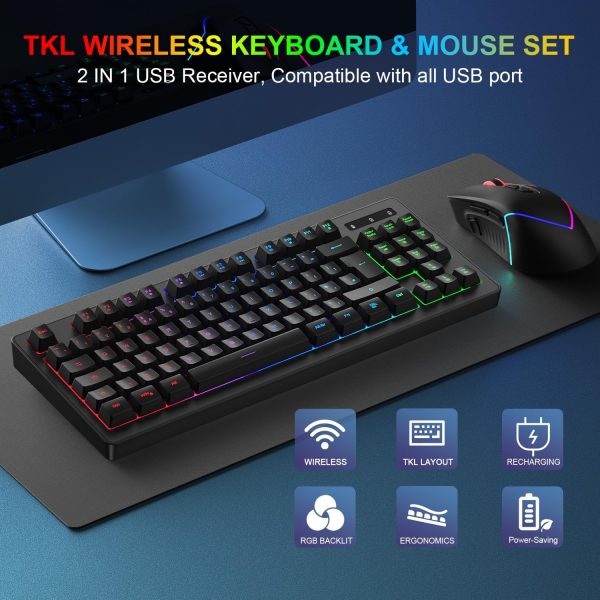 Rewurnth Wireless Gaming Keyboard and Mouse, UK Layout 75% T... - Image 8